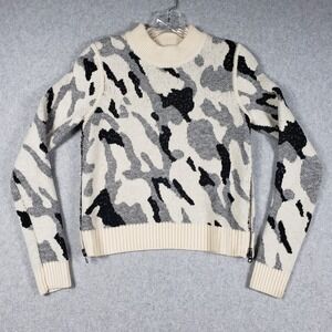 Veronica Beard XS Camo Sweater Wool Alpaca Blend Side Zip Tunic Quiet Luxury Top